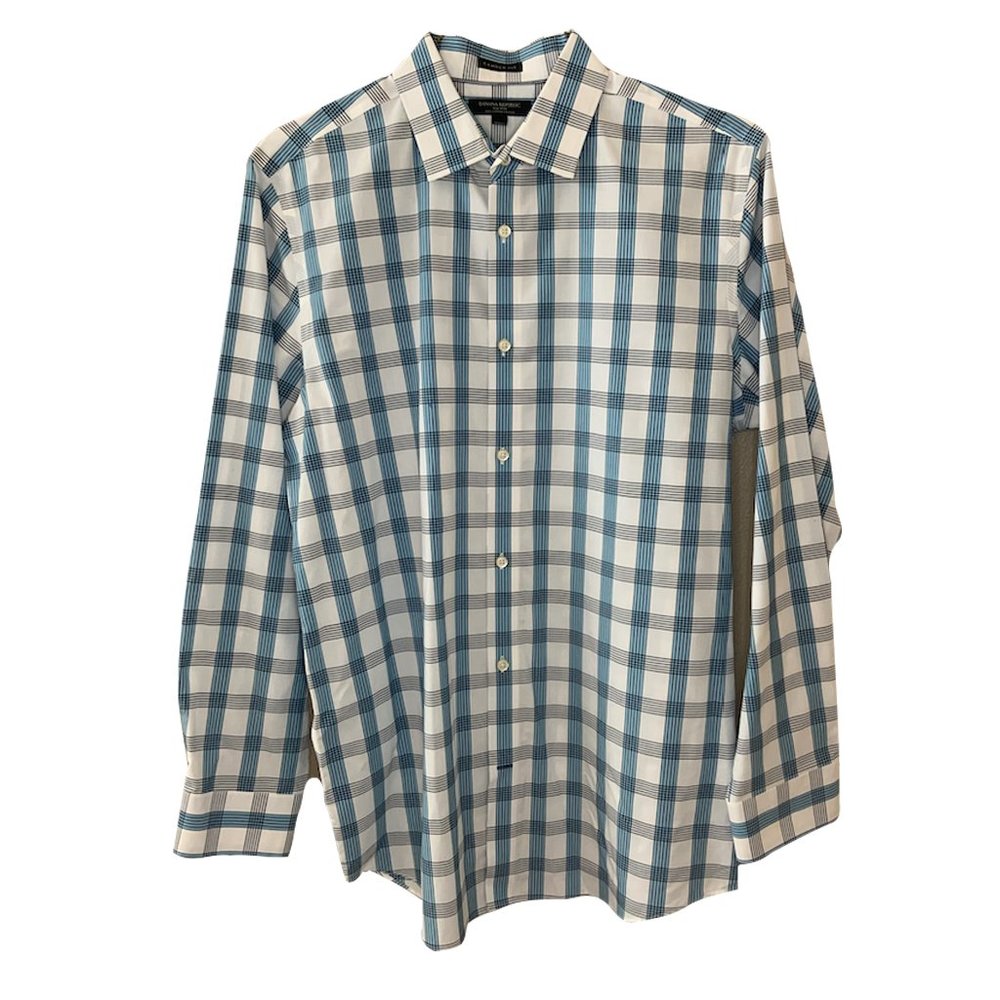 Banana Republic Blue and Gray Plaid Button Down